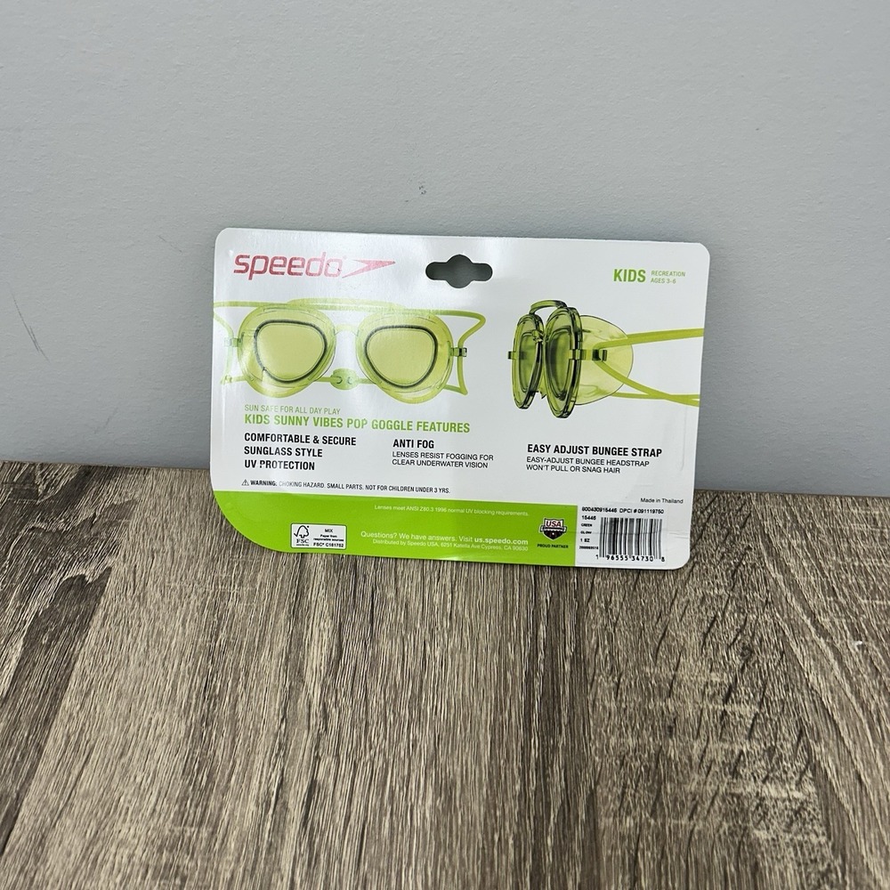Speedo Sunny Vibes Kids Swim Goggles Green Ages 3-6 Anti-Fog UV Protection NEW - Picture 2 of 5